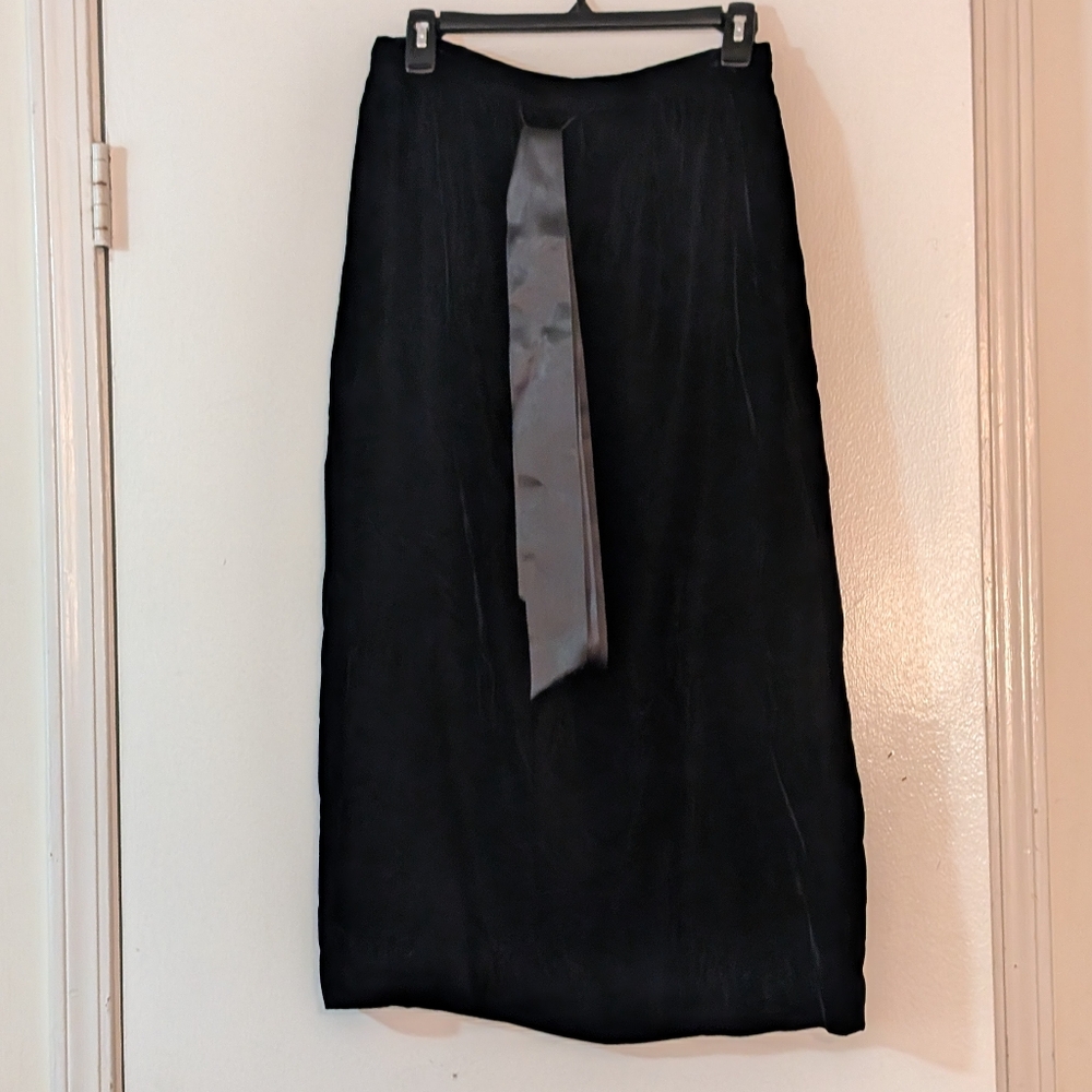 VTG Charles Glueck Velour Black Skirt with Ribbon Tie Size 12